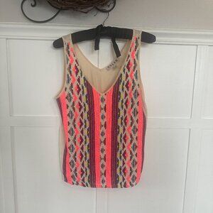 DOLAN ANTHROPOLOGIE Tank Top XS Southwestern Embroidered Pink Purple Teal